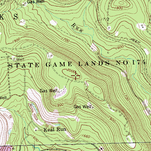 Topographic Map of State Game Lands Number 174, PA
