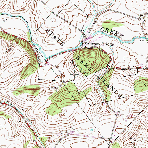 Topographic Map of State Game Lands Number 182, PA