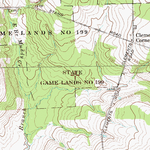 Topographic Map of State Game Lands Number 199, PA