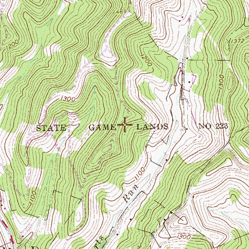 Topographic Map of State Game Lands Number 223, PA