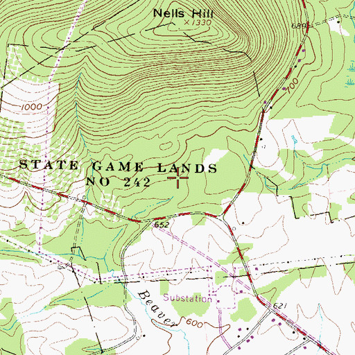 Topographic Map of State Game Lands Number 242, PA