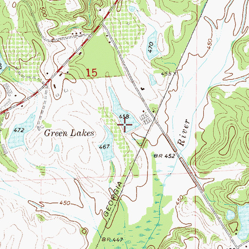 Topographic Map of Green Lakes, AL