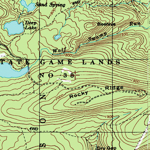 Topographic Map of State Game Lands Number 38, PA