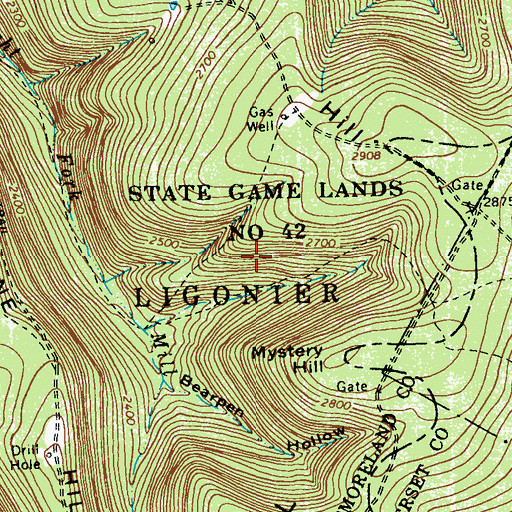 Topographic Map of State Game Lands Number 42, PA