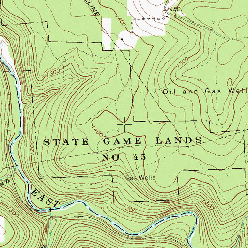 Topographic Map of State Game Lands Number 45, PA