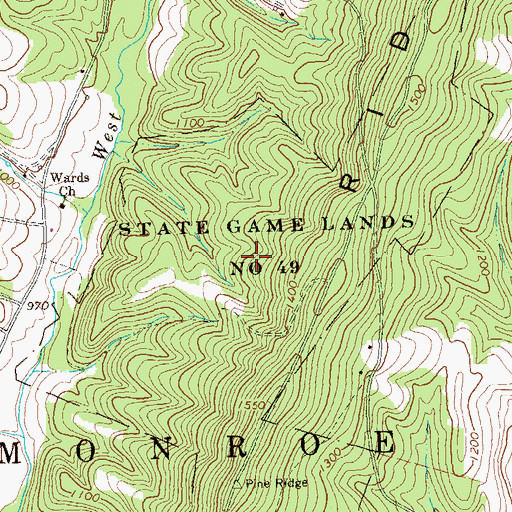 Topographic Map of State Game Lands Number 49, PA