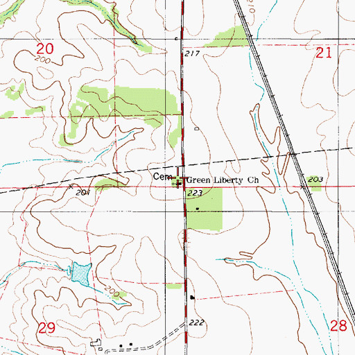 Topographic Map of Green Liberty Church, AL