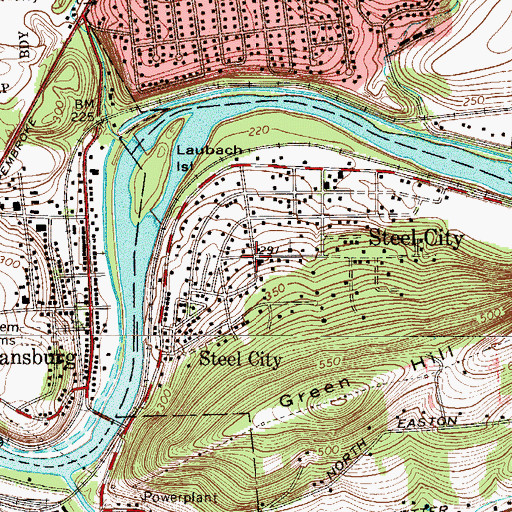 Topographic Map of Steel City, PA