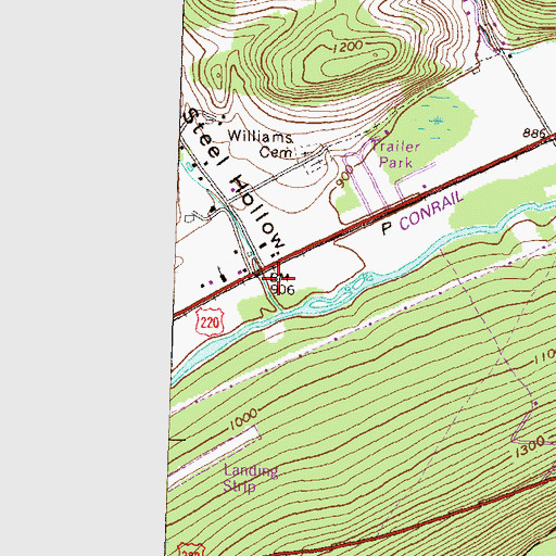 Topographic Map of Steel Hollow, PA