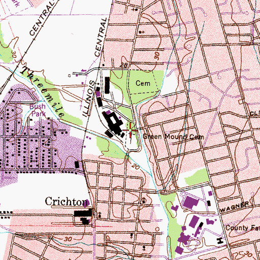 Topographic Map of Green Mount Cemetery, AL