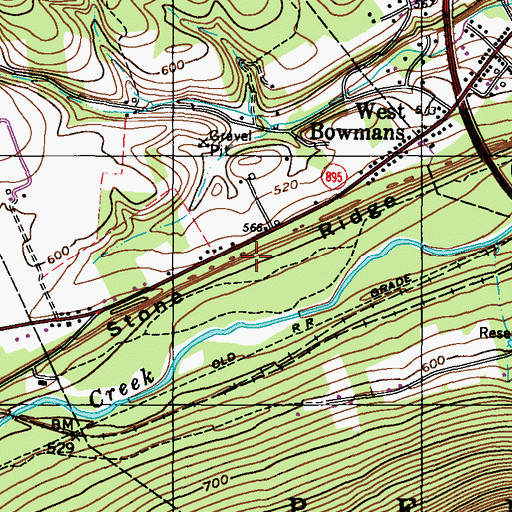 Topographic Map of Stone Ridge, PA