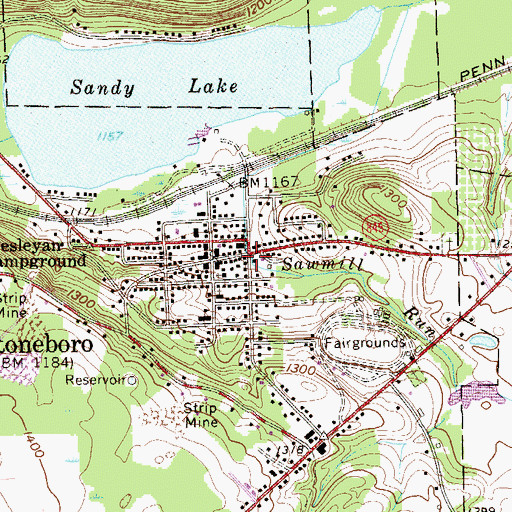 Topographic Map of Stoneboro, PA