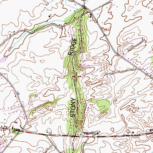 Topographic Map of Stony Ridge, PA