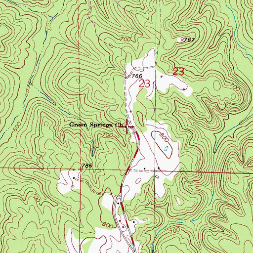 Topographic Map of Green Springs Missionary Baptist Church, AL
