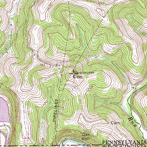 Topographic Map of Strosnider Cemetery, PA
