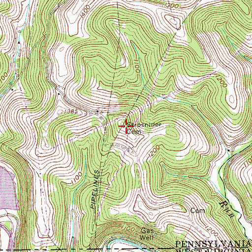 Topographic Map of Strosnider Cemetery, PA