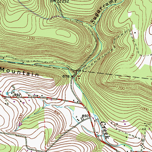 Topographic Map of Sugarcamp Run, PA