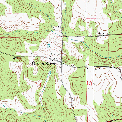 Topographic Map of Green Street, AL