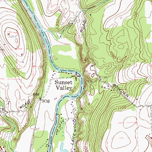 Topographic Map of Sunset Valley, PA