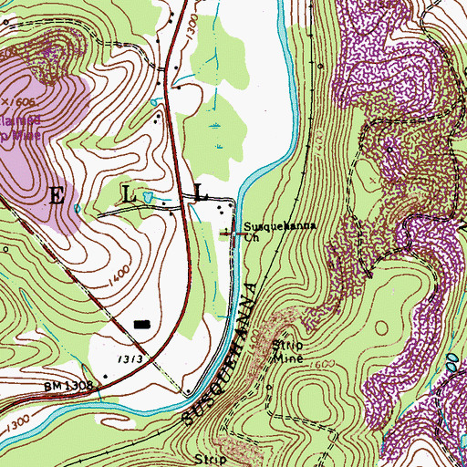 Topographic Map of Susquehanna Church, PA