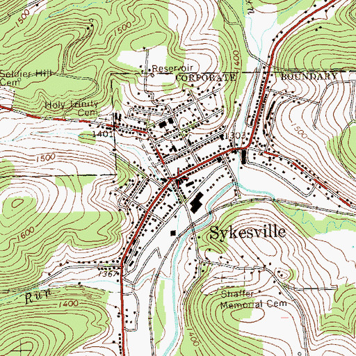Topographic Map of Sykesville, PA