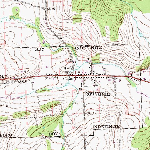 Topographic Map of Sylvania, PA