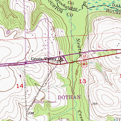 Topographic Map of Green Valley Church, AL