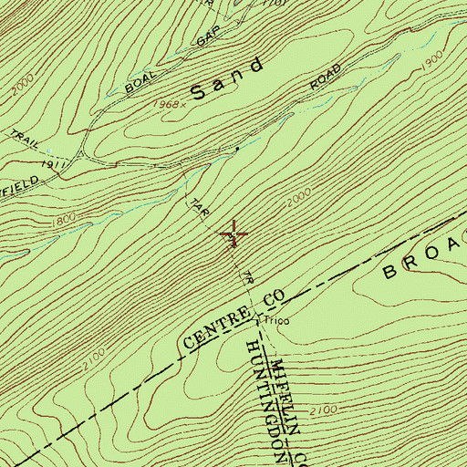 Topographic Map of Tar Pit Trail, PA