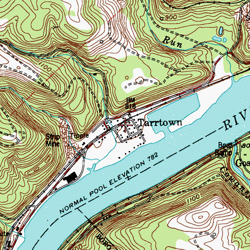 Topographic Map of Tarrtown, PA