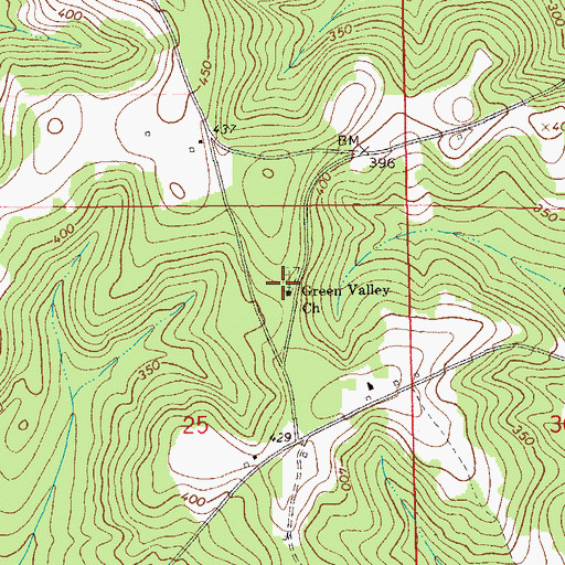 Topographic Map of Green Valley Church, AL