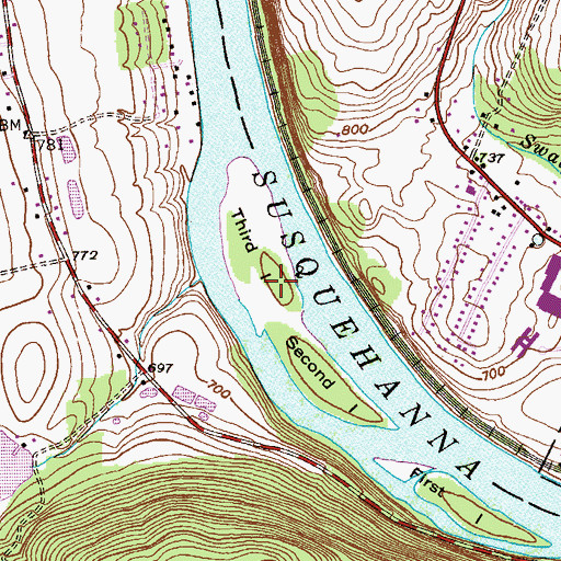 Topographic Map of Third Island, PA