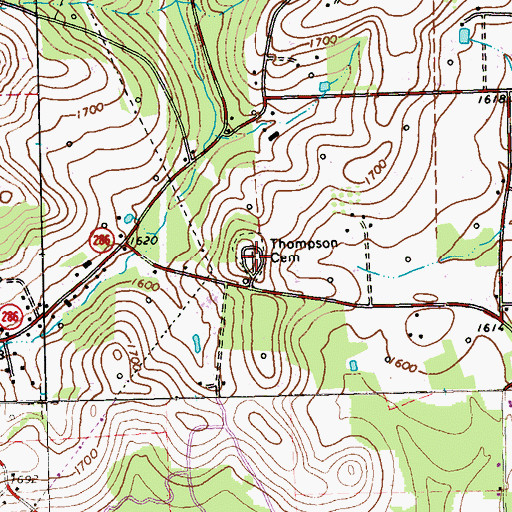 Topographic Map of Thompson Cemetery, PA