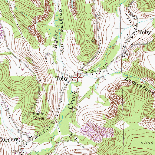 Topographic Map of Toby, PA