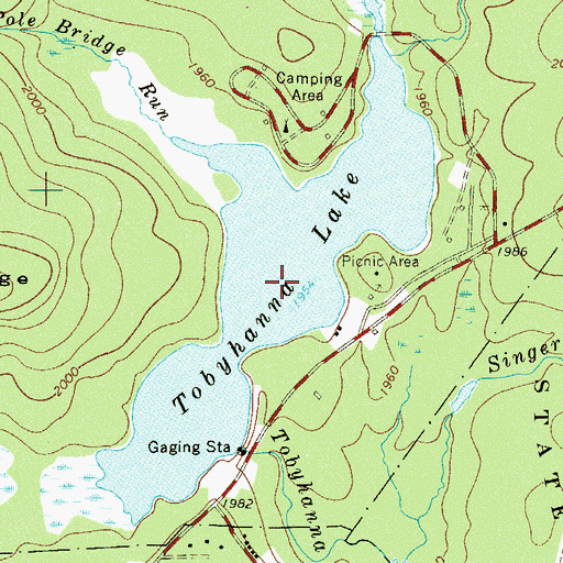 Topographic Map of Tobyhanna Lake, PA