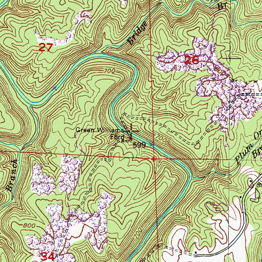Topographic Map of Green Williams Ford, AL