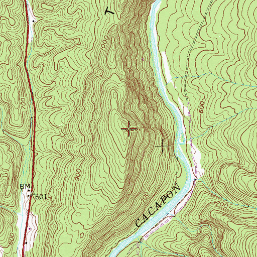 Topographic Map of Tonoloway Ridge, WV
