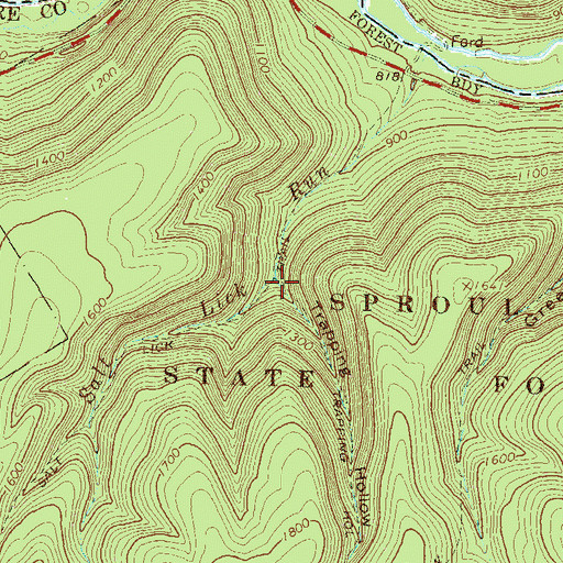 Topographic Map of Trapping Hollow, PA