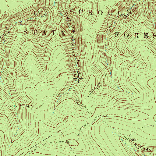 Topographic Map of Trapping Hollow Trail, PA