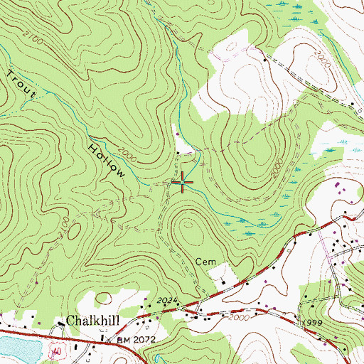 Topographic Map of Trout Hollow, PA