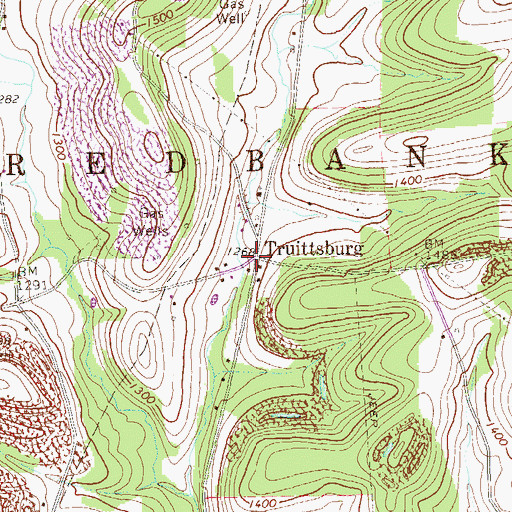 Topographic Map of Truittsburg, PA