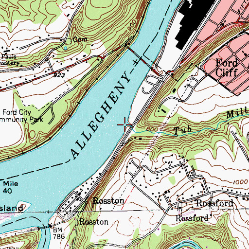 Topographic Map of Tub Mill Run, PA