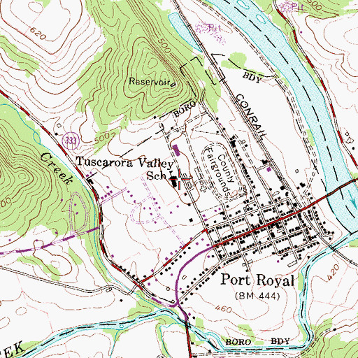 Topographic Map of Tuscarora Valley School, PA