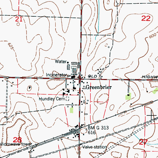 Topographic Map of Greenbrier, AL