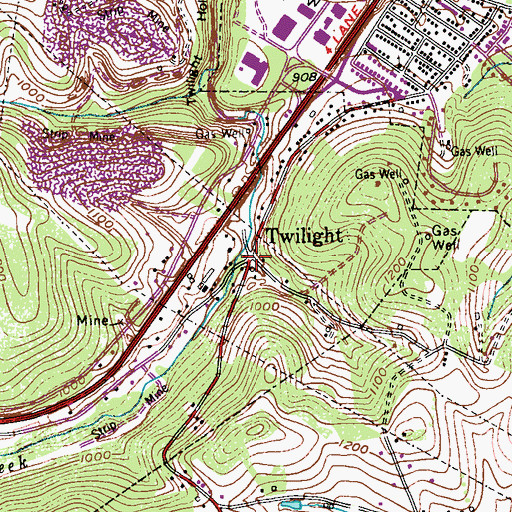 Topographic Map of Twilight, PA