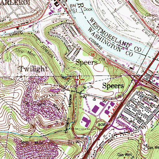 Topographic Map of Twilight Hollow, PA