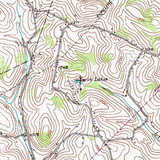 Topographic Map of Twin Lakes, PA
