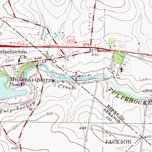 Topographic Map of Union Canal, PA