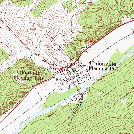 Topographic Map of Unionville, PA