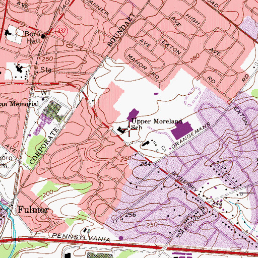 Topographic Map of Upper Moreland School, PA