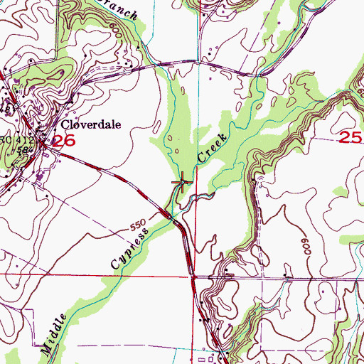 Topographic Map of Greenbrier Branch, AL